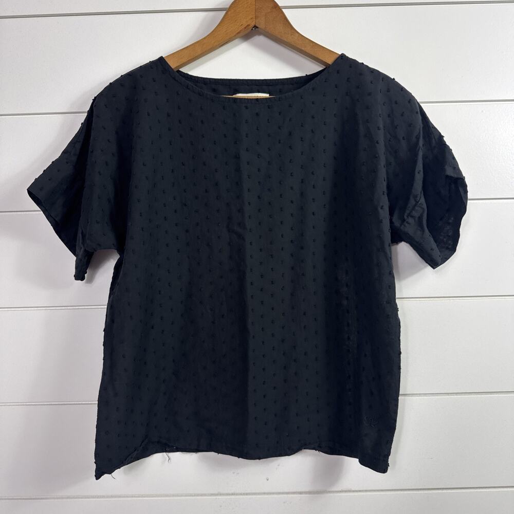 Albion Swiss Dot Texture Shirt Short Sleeve Black sz S